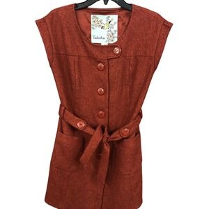 Tabitha Women S Rust Orange Tweed Sleeveless Belted Vest Size 6